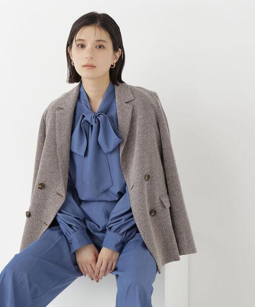 NATURAL BEAUTY BASIC(ナチュラルビューティーベーシック)の「デニムライク SETUP リボンボウタイブラウス(シャツ/ブラウス・レディース・ブルー/ネイビー・FREE)」の1枚目の写真