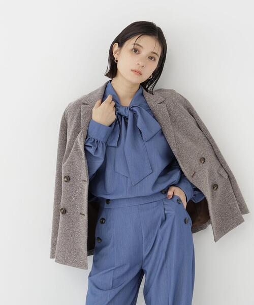 NATURAL BEAUTY BASIC(ナチュラルビューティーベーシック)の「デニムライク SETUP リボンボウタイブラウス(シャツ/ブラウス・レディース・ブルー/ネイビー・FREE)」の8枚目の写真