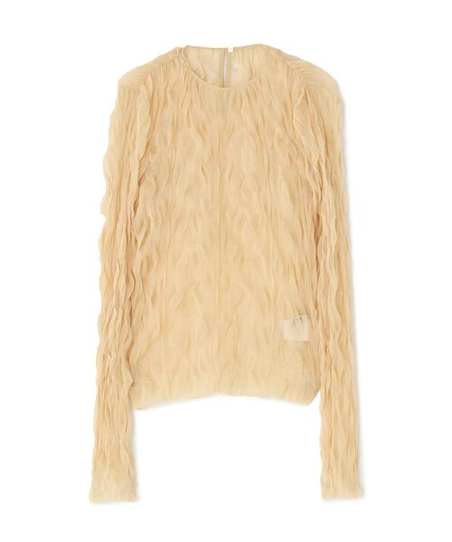 L.H.P(エルエイチピー)の「CLANE/クラネ/CRINKLED PLEAT SHEER TULLE TOPS(Tシャツ/カットソー・レディース・ブラック/ベージュ/アイボリー・1)」の3枚目の写真