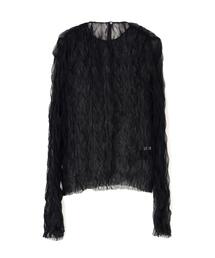 CLANE/クラネ/CRINKLED PLEAT SHEER TULLE TOPS
