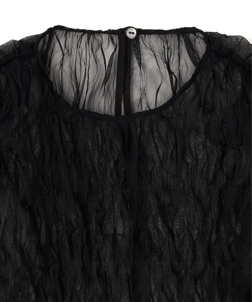 L.H.P(エルエイチピー)の「CLANE/クラネ/CRINKLED PLEAT SHEER TULLE TOPS(Tシャツ/カットソー・レディース・ブラック/ベージュ/アイボリー・1)」の5枚目の写真