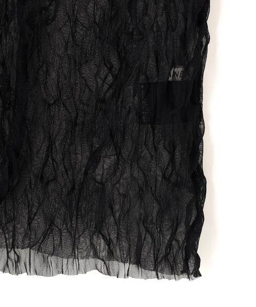 L.H.P(エルエイチピー)の「CLANE/クラネ/CRINKLED PLEAT SHEER TULLE TOPS(Tシャツ/カットソー・レディース・ブラック/ベージュ/アイボリー・1)」の8枚目の写真