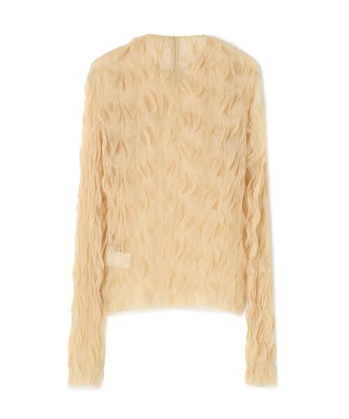 L.H.P(エルエイチピー)の「CLANE/クラネ/CRINKLED PLEAT SHEER TULLE TOPS(Tシャツ/カットソー・レディース・ブラック/ベージュ/アイボリー・1)」の12枚目の写真