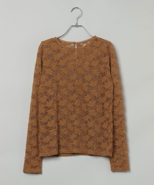 A part by(アパートバイ)の「キモウレースカット_長袖/(Tシャツ/カットソー・レディース・キャメル/ブラウン/ホワイト・FREE)」の1枚目の写真