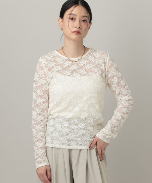 A part by(アパートバイ)の「キモウレースカット_長袖/(Tシャツ/カットソー・レディース・キャメル/ブラウン/ホワイト・FREE)」の5枚目の写真