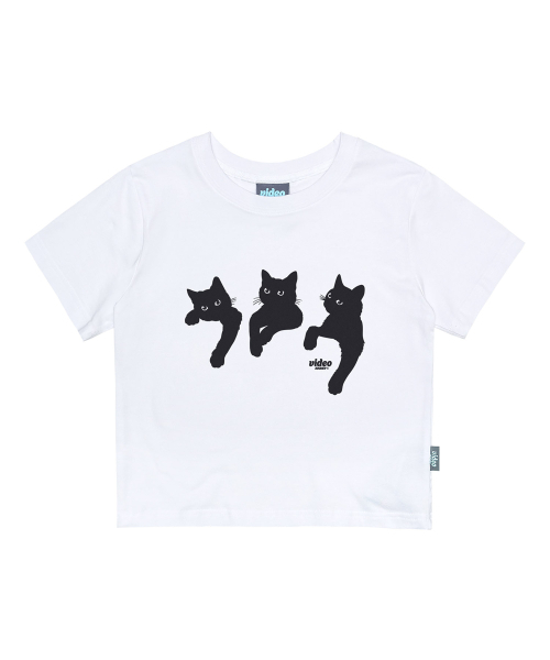 Video Jockey（ビデオジョッキー）の「ナンマンキャット クロップTシャツ [ホワイト]（Tシャツ/カットソー・レディース・ホワイト・FREE）」の2枚目の写真