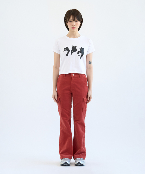 Video Jockey（ビデオジョッキー）の「ナンマンキャット クロップTシャツ [ホワイト]（Tシャツ/カットソー・レディース・ホワイト・FREE）」の5枚目の写真