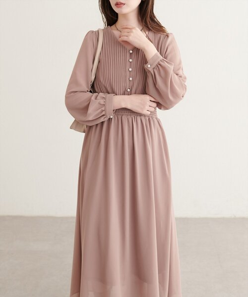 natural couture(ナチュラルクチュール)の「ピンタックプリーツお上品ワンピース(ワンピース・レディース・ブラック/チャコールグレー/ブラウン/ピンクベージュ/その他1/その他2/その他3/その他4・FREE)」の15枚目の写真