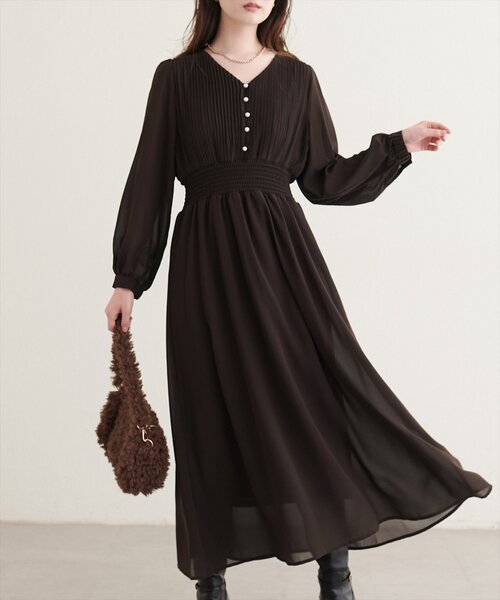 natural couture(ナチュラルクチュール)の「ピンタックプリーツお上品ワンピース(ワンピース・レディース・ブラック/チャコールグレー/ブラウン/ピンクベージュ/その他1/その他2/その他3/その他4・FREE)」の11枚目の写真