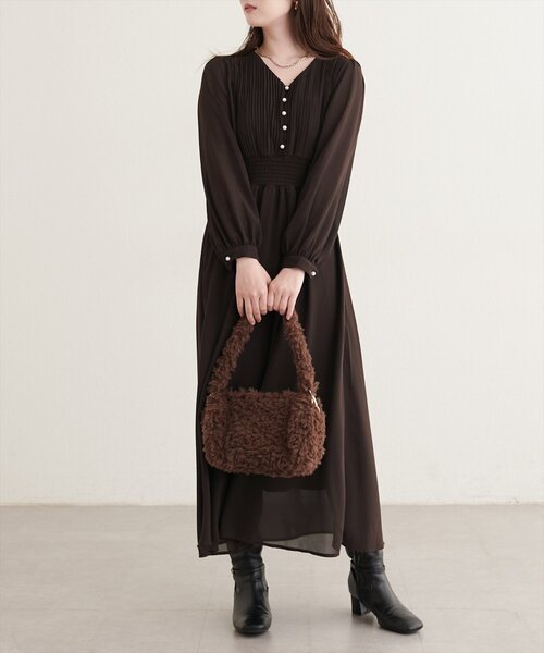 natural couture(ナチュラルクチュール)の「ピンタックプリーツお上品ワンピース(ワンピース・レディース・ブラック/チャコールグレー/ブラウン/ピンクベージュ/その他1/その他2/その他3/その他4・FREE)」の10枚目の写真