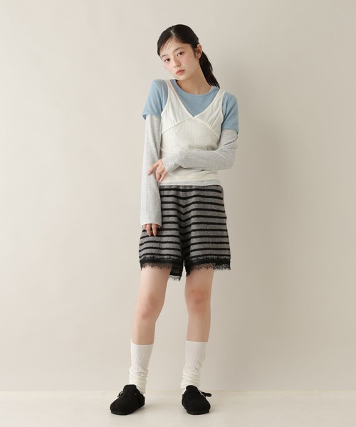 RAGEBLUE(レイジブルー)の「レースニットショートパンツ/セットアップ対応(その他パンツ・レディース・グレー系/ネイビー・FREE)」の4枚目の写真