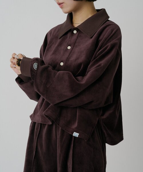 goocy(グーシー)の「【DISCUS】ベロアラグビーシャツ(シャツ/ブラウス・レディース・グレー/ブラウン/ブラック・MEDIUM/LARGE)」の3枚目の写真