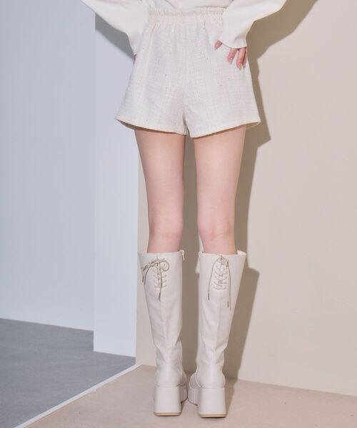 MAJESTIC LEGON(マジェスティックレゴン)の「ダブルボタンツイードショートパンツ(その他パンツ・レディース・ブラック/ピンク/アイボリー・MEDIUM)」の8枚目の写真