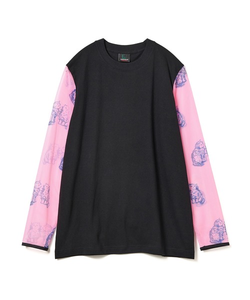 NON TOKYO（ノントーキョー）の「PRINT MESH SLEEVE C/S（Tシャツ/カットソー・レディース・ネイビー系/ブラック×ピンク・FREE）」の7枚目の写真