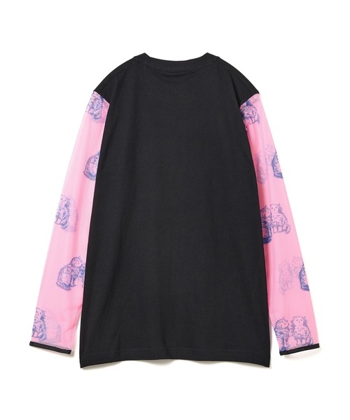 NON TOKYO（ノントーキョー）の「PRINT MESH SLEEVE C/S（Tシャツ/カットソー・レディース・ネイビー系/ブラック×ピンク・FREE）」の8枚目の写真