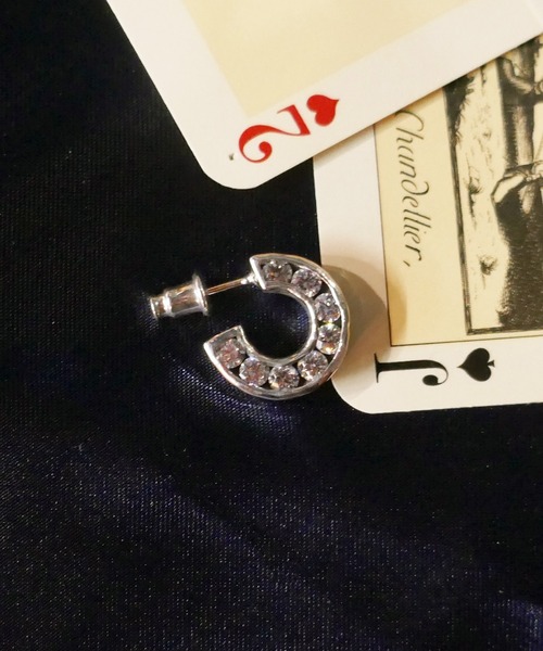 ジルコニア埋め込みフープピアス（ピアス（片耳用））｜e.m.（イーエム