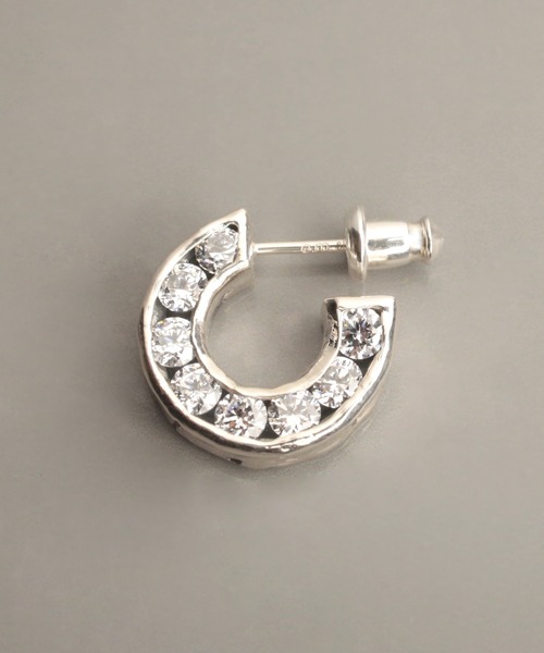 e.m イーエム ジルコニア埋め込みフープピアス(片耳用) ジルコニア埋め込みフープピアス（ピアス（片耳用））｜e.m.（イーエム
