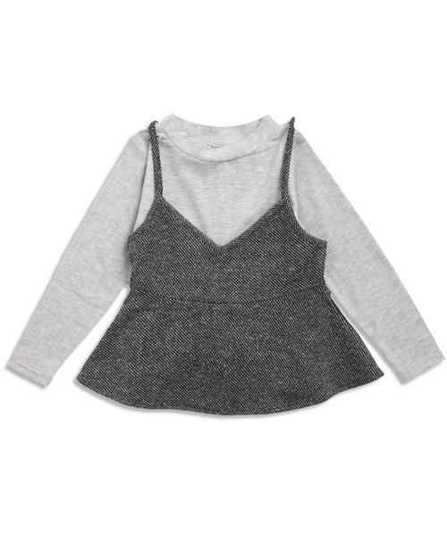 apres les cours（アプレレクール）の「キャミソール付きハイネックTシャツ（Tシャツ/カットソー・キッズ・ブラック/ベージュ・140/110/130/100/120/80/90）」の2枚目の写真