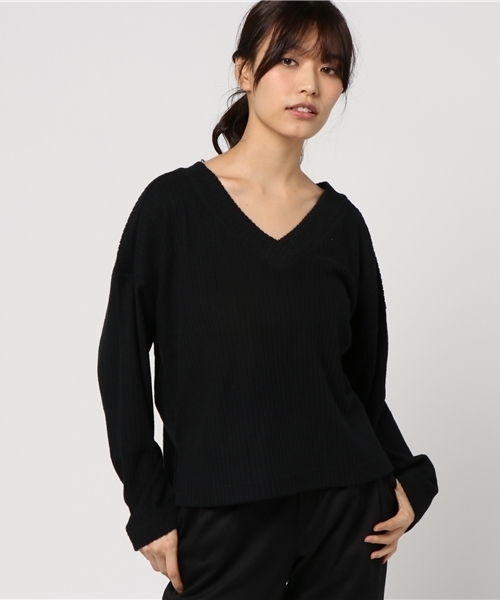 VENCEEXCHANGE（ヴァンスエクスチェンジ）の「リブ起毛両Ｖプルオーバー（ニット/セーター・レディース・ピンク/オフホワイト/ブラック・MEDIUM）」の12枚目の写真