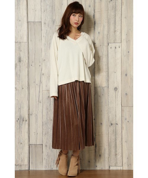 VENCEEXCHANGE（ヴァンスエクスチェンジ）の「リブ起毛両Ｖプルオーバー（ニット/セーター・レディース・ピンク/オフホワイト/ブラック・MEDIUM）」の14枚目の写真