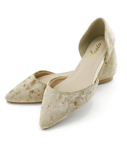 PELLECO オープントゥ フラット パンプス セパレート ベージュ 22.5 SESTO（セスト）の「ポインテッドトゥのぺたんこフラットセパレート