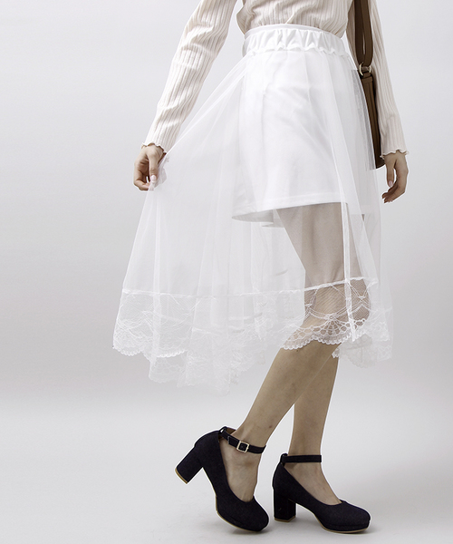 WEGO（ウィゴー）の「WEGO/シアーチュールスカート（スカート・レディース・ピンク/ホワイト/ブラック・FREE）」の2枚目の写真