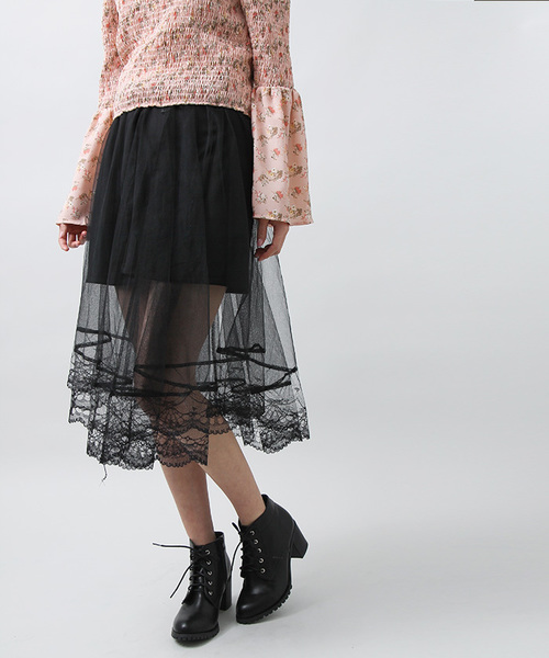 WEGO（ウィゴー）の「WEGO/シアーチュールスカート（スカート・レディース・ピンク/ホワイト/ブラック・FREE）」の3枚目の写真