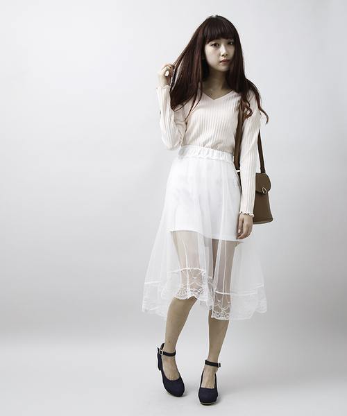 WEGO（ウィゴー）の「WEGO/シアーチュールスカート（スカート・レディース・ピンク/ホワイト/ブラック・FREE）」の21枚目の写真