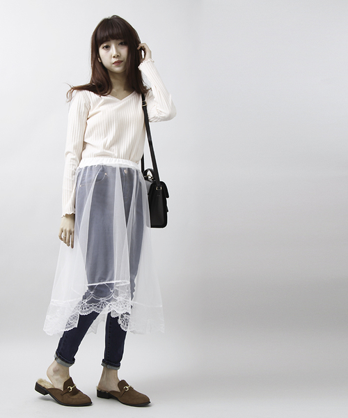 WEGO（ウィゴー）の「WEGO/シアーチュールスカート（スカート・レディース・ピンク/ホワイト/ブラック・FREE）」の22枚目の写真