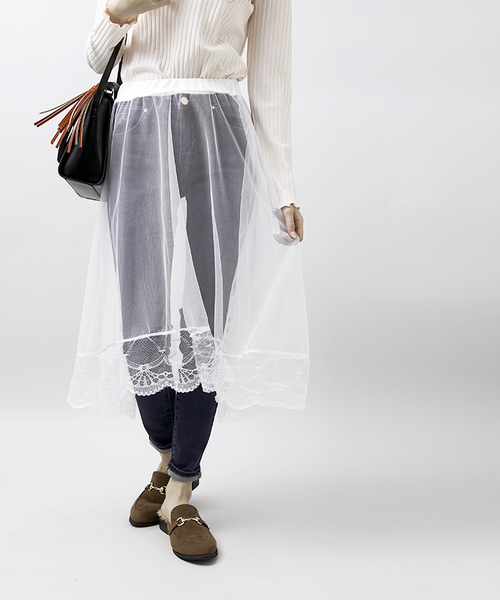 WEGO（ウィゴー）の「WEGO/シアーチュールスカート（スカート・レディース・ピンク/ホワイト/ブラック・FREE）」の16枚目の写真