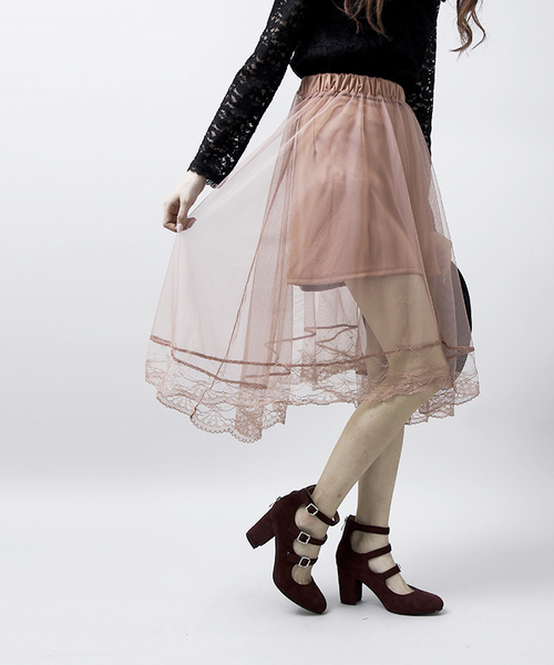 WEGO（ウィゴー）の「WEGO/シアーチュールスカート（スカート・レディース・ピンク/ホワイト/ブラック・FREE）」の14枚目の写真