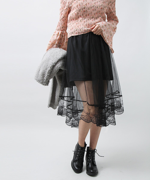 WEGO（ウィゴー）の「WEGO/シアーチュールスカート（スカート・レディース・ピンク/ホワイト/ブラック・FREE）」の18枚目の写真