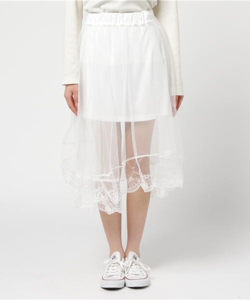 WEGO（ウィゴー）の「WEGO/シアーチュールスカート（スカート・レディース・ピンク/ホワイト/ブラック・FREE）」の4枚目の写真