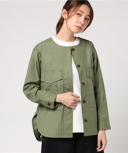 LBC(エルビーシー)の「バックサテンミリタリーブルゾン (ブルゾン・レディース・ベージュ/オリーブ・LARGE/MEDIUM)」の13枚目の写真