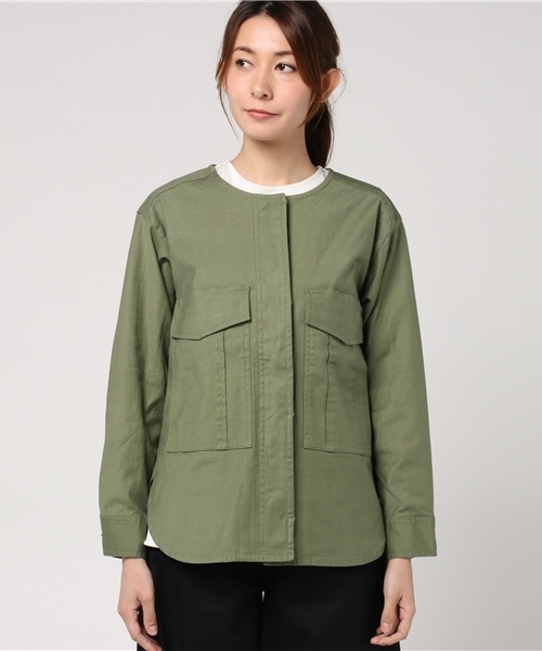 LBC(エルビーシー)の「バックサテンミリタリーブルゾン (ブルゾン・レディース・ベージュ/オリーブ・LARGE/MEDIUM)」の3枚目の写真