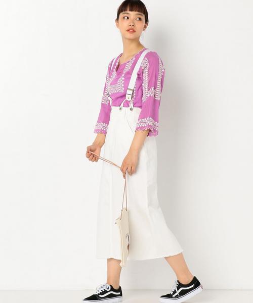 Another Edition（アナザーエディション）の「ハイウエストサスペンダースカート ◆（スカート・レディース・ブラウン/オフホワイト・SMALL/MEDIUM）」の16枚目の写真