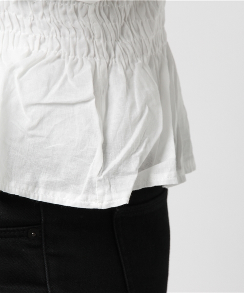 MERLOT（メルロー）の「パンチングフラワー刺繍ウエストギャザーブラウス1170（シャツ/ブラウス・レディース・ブラック/イエロー/オフホワイト/パープル・FREE）」の19枚目の写真