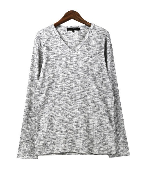 LUXSTYLE(ラグスタイル)の「ランダムテレコ&リブ杢Vネックカットソー(Tシャツ/カットソー・メンズ・ブラック系その他/ブルー系その他/レッド系その他・L/M/XL)」の13枚目の写真