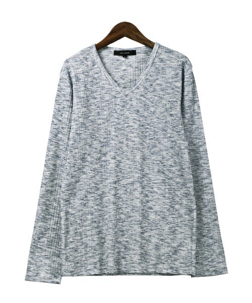 LUXSTYLE(ラグスタイル)の「ランダムテレコ&リブ杢Vネックカットソー(Tシャツ/カットソー・メンズ・ブラック系その他/ブルー系その他/レッド系その他・L/M/XL)」の12枚目の写真