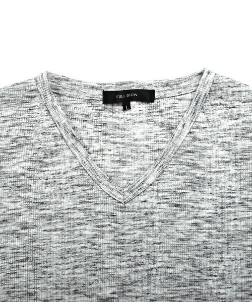 LUXSTYLE(ラグスタイル)の「ランダムテレコ&リブ杢Vネックカットソー(Tシャツ/カットソー・メンズ・ブラック系その他/ブルー系その他/レッド系その他・L/M/XL)」の8枚目の写真
