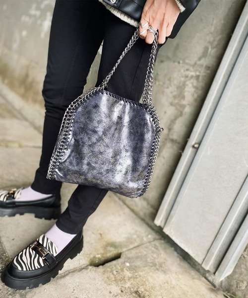 shopnikoniko（ショップニコニコ）の「2wayチェーンショルダーバッグ（ショルダーバッグ・レディース・ブラック/シルバー/チェック/シルバー系その他/ホワイト/パイソン/アイボリー・フリー）」の5枚目の写真