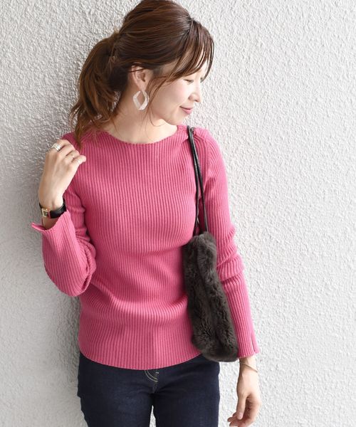 SHIPS（シップス）の「ウールリブプルオーバー◇（ニット/セーター・レディース・ブラック/ベージュ/パープル/イエロー/オフホワイト/ブルー/ピンク・ONE SIZE）」の7枚目の写真