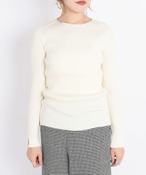 SHIPS（シップス）の「ウールリブプルオーバー◇（ニット/セーター・レディース・ブラック/ベージュ/パープル/イエロー/オフホワイト/ブルー/ピンク・ONE SIZE）」の12枚目の写真