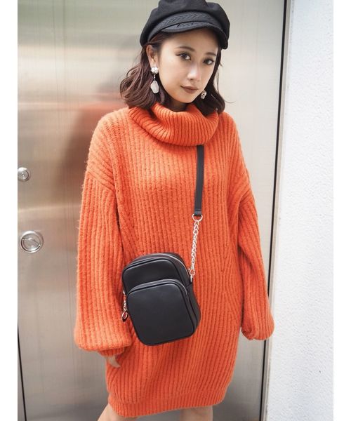 MURUA(ムルーア)の「オフタートルミニワンピース(ワンピース・レディース・ブラック/オレンジ/その他1・FREE)」の3枚目の写真