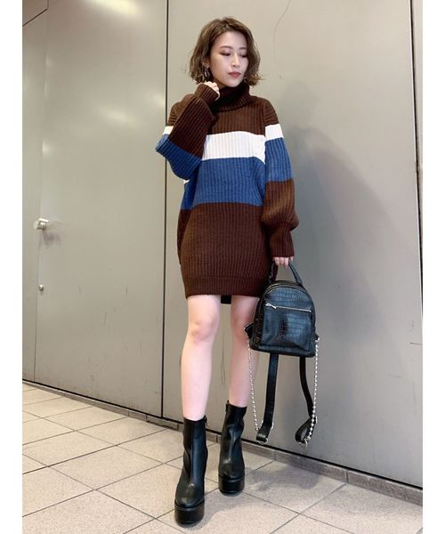 MURUA(ムルーア)の「オフタートルミニワンピース(ワンピース・レディース・ブラック/オレンジ/その他1・FREE)」の4枚目の写真