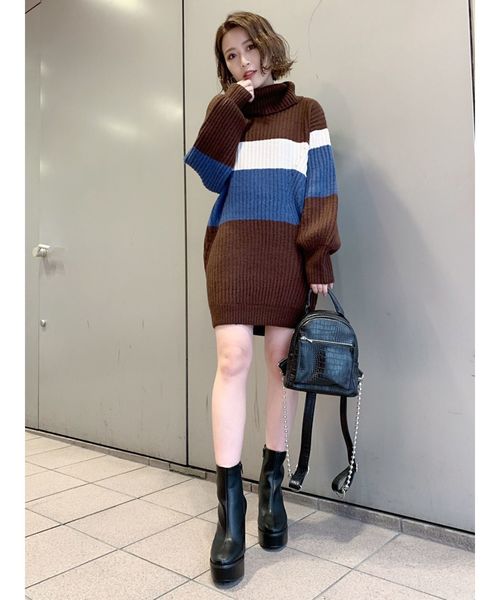 MURUA(ムルーア)の「オフタートルミニワンピース(ワンピース・レディース・ブラック/オレンジ/その他1・FREE)」の5枚目の写真