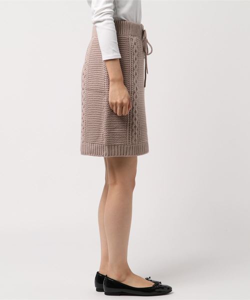 flower（フラワー）の「スイートケーブルスカート（スカート・レディース・グレー/ベージュ・FREE）」の3枚目の写真