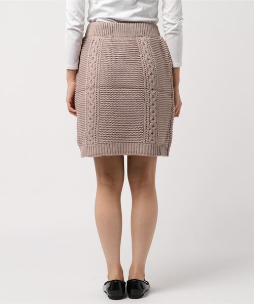 flower（フラワー）の「スイートケーブルスカート（スカート・レディース・グレー/ベージュ・FREE）」の4枚目の写真