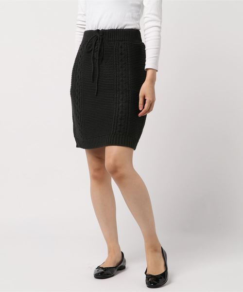 flower（フラワー）の「スイートケーブルスカート（スカート・レディース・グレー/ベージュ・FREE）」の5枚目の写真