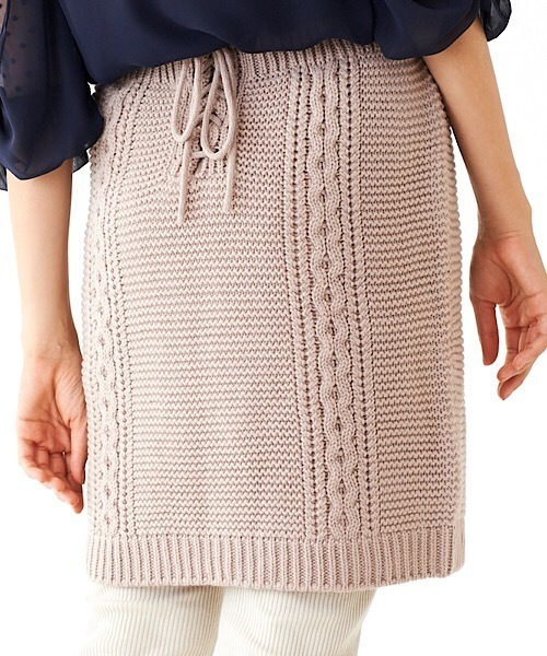 flower（フラワー）の「スイートケーブルスカート（スカート・レディース・グレー/ベージュ・FREE）」の8枚目の写真